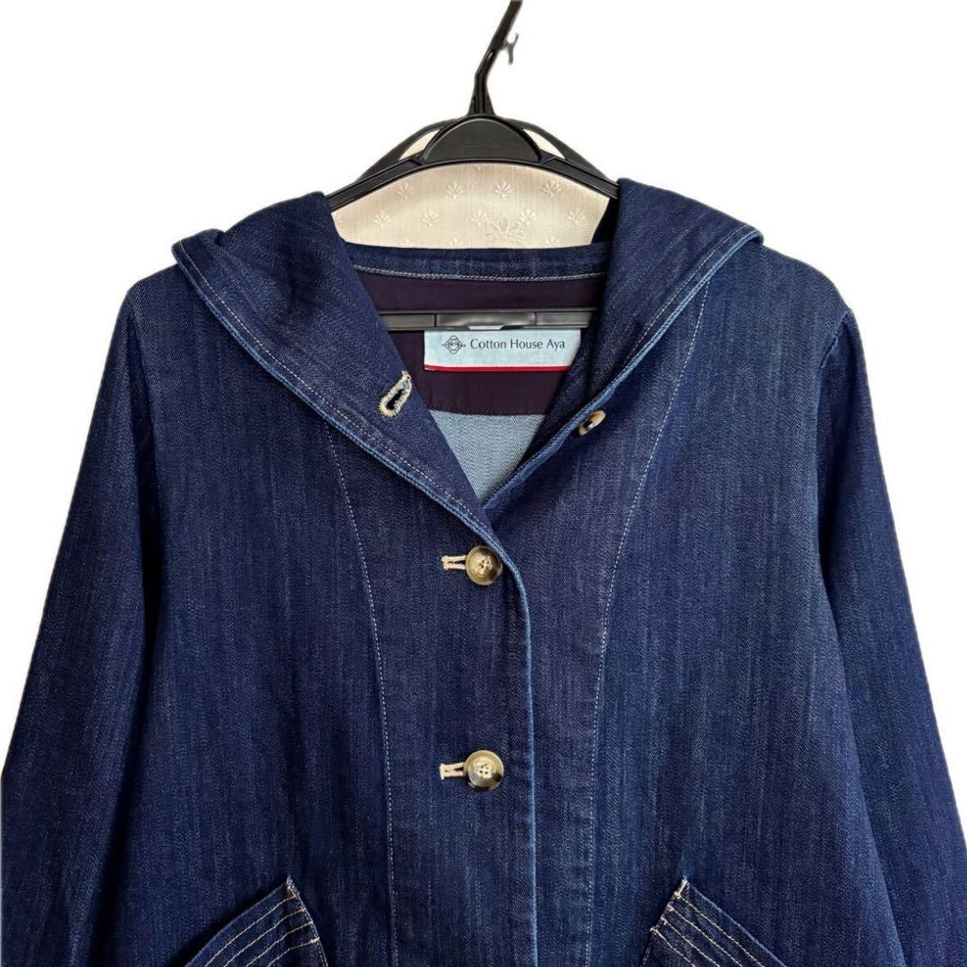【ひとみ】コットンハウスアヤ　デニムジャケット　フード付き　インディゴ