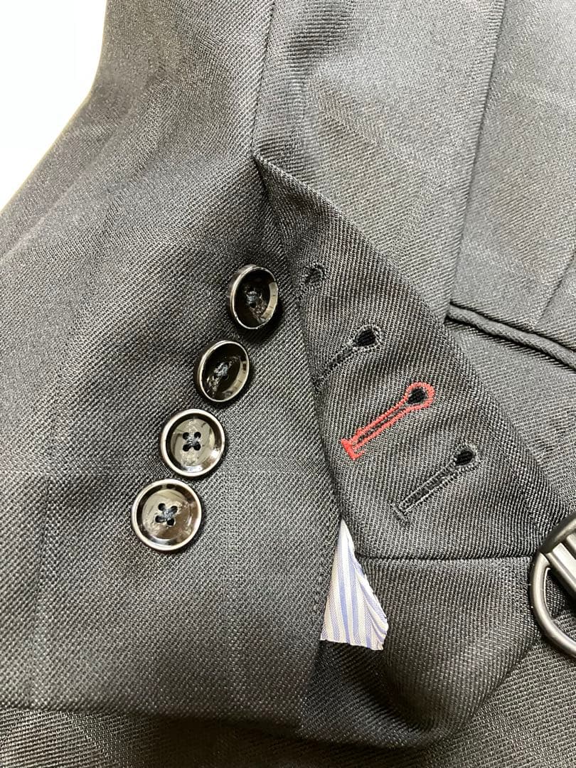 オーダースーツ　ブラック　ストライプ　Ｌ相当