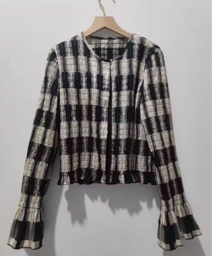 CLANE SHIRRING DESIGN BLOUSE ミックス クラネ