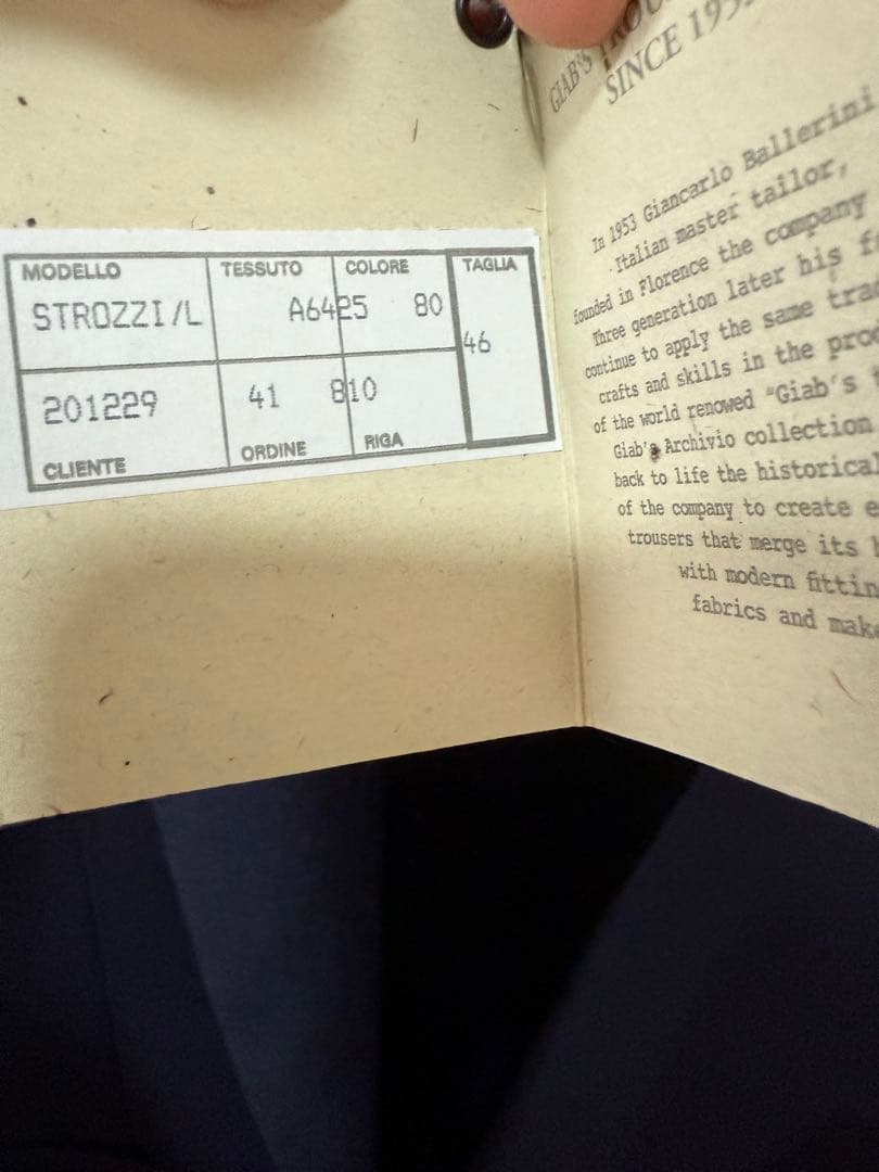 【新品】giab's ARCHIVIOジャケットSTROZZI　46　ネイビー