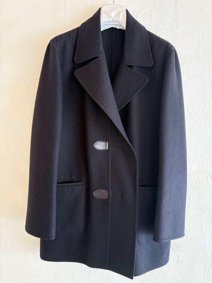 エルメスマルジェラ期レザーフックリバーシブルカシミヤコート　ブラック