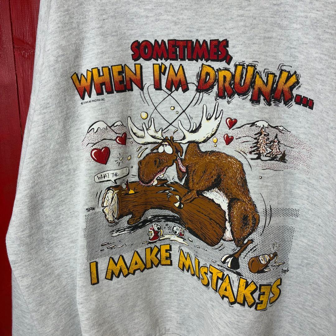 90s USA製　JERZEES セクシースウェット　ジョーク　鹿　酔っ払い