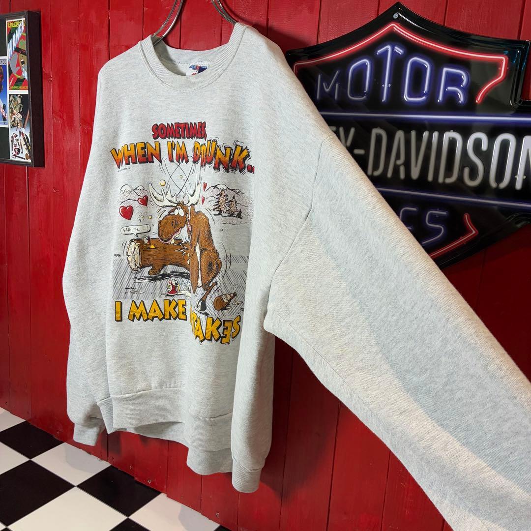 90s USA製　JERZEES セクシースウェット　ジョーク　鹿　酔っ払い