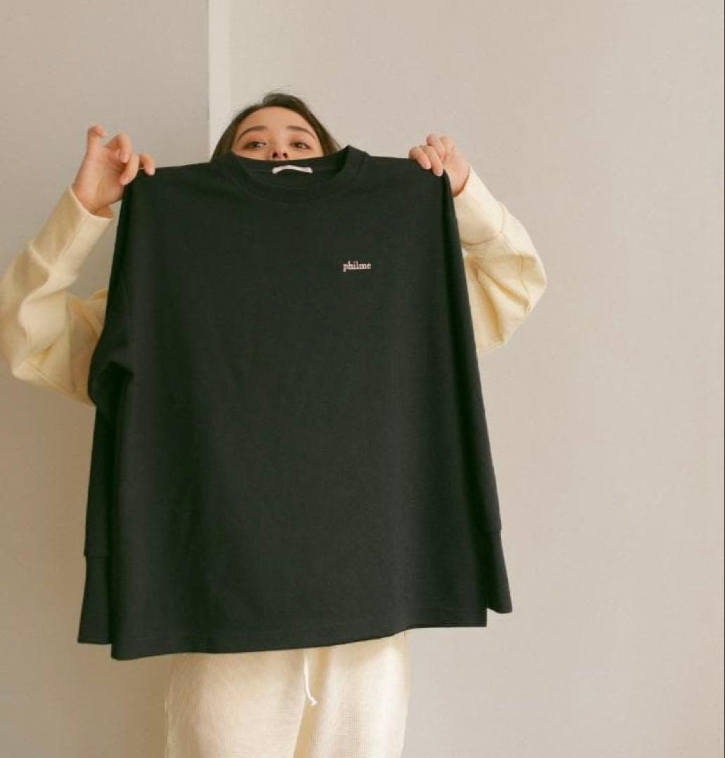 philme waffle room wear 黒 オーバーサイズ スウェット