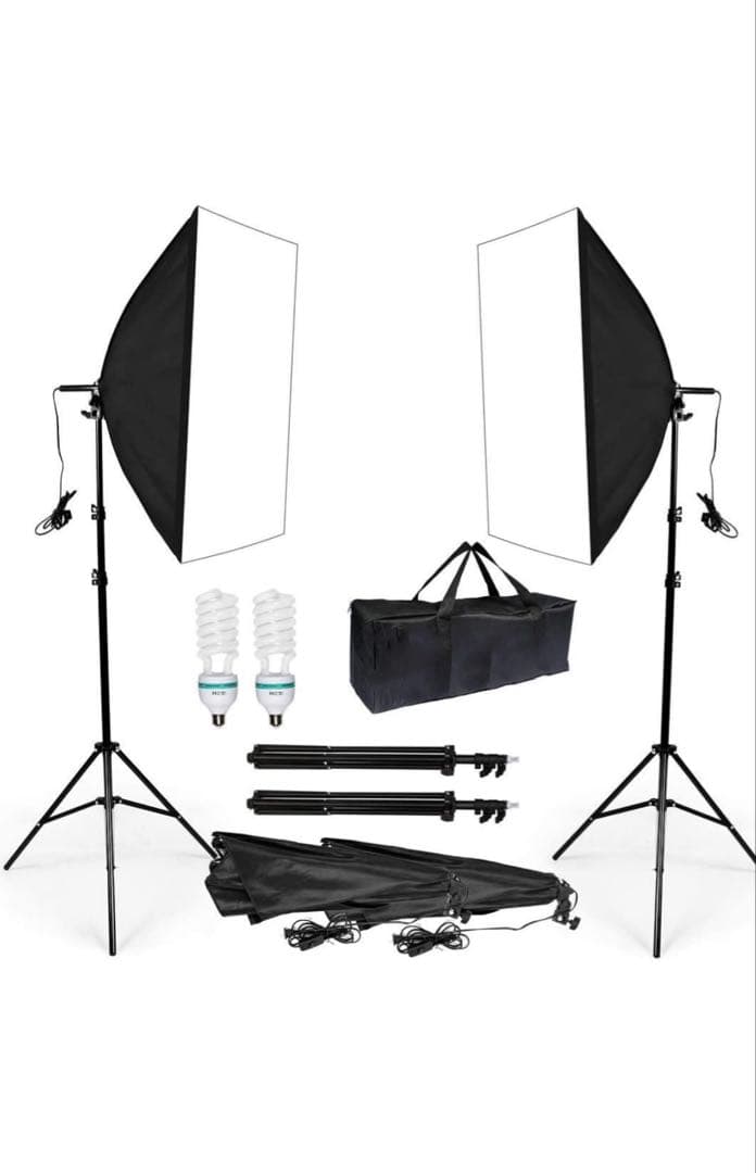 ソフトボックス 写真撮影照明キット 三脚付きと収納バック