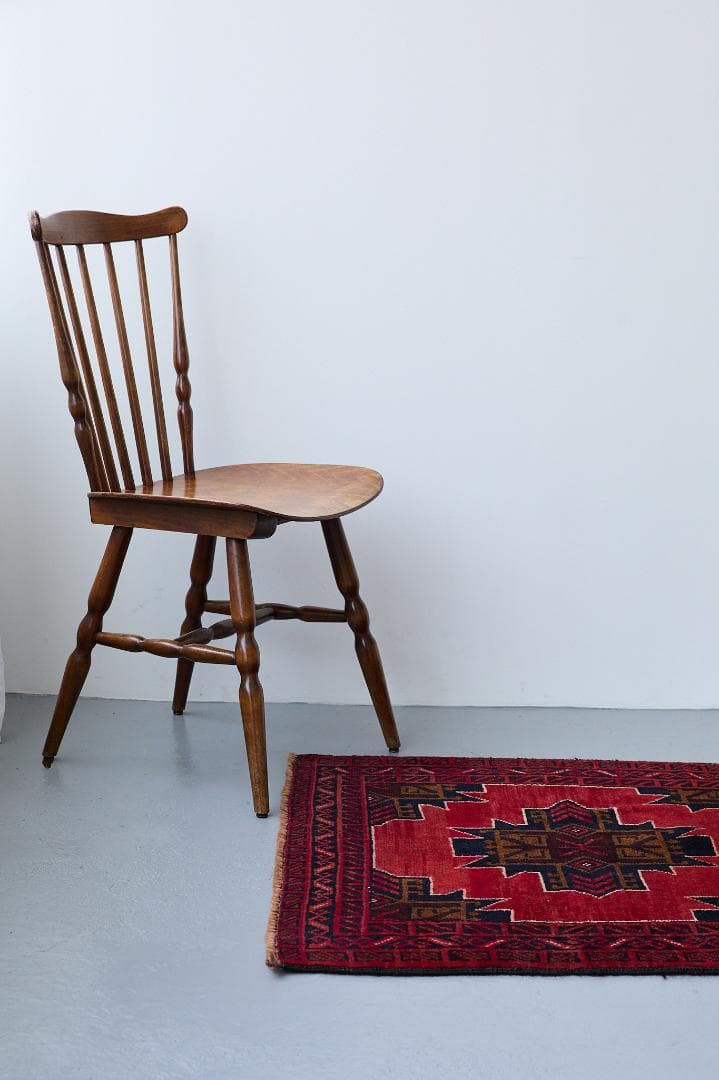 ヴィンテージラグ　トライバルラグ　バルーチ族　ウール（135×87cm）濃茶・赤