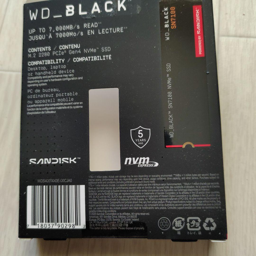 【新品未使用】WD_BLACK SN7100 4TB M.2 NVMe SSD