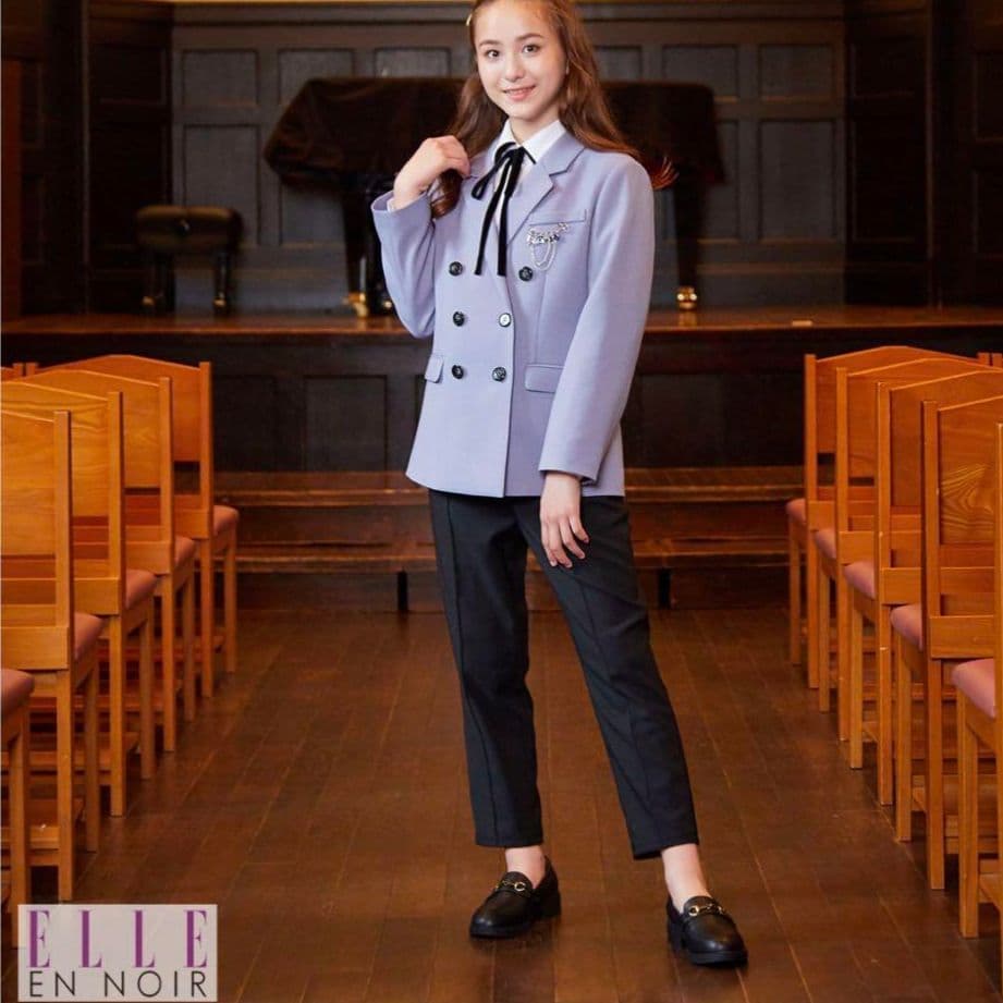 【160】ELLE en NOIR Wロング ジャケット パンツ スーツ エル