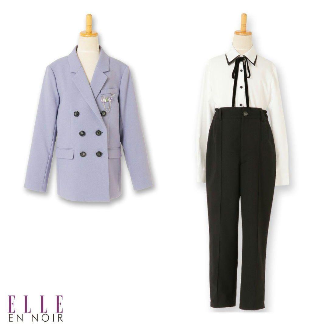 【160】ELLE en NOIR Wロング ジャケット パンツ スーツ エル