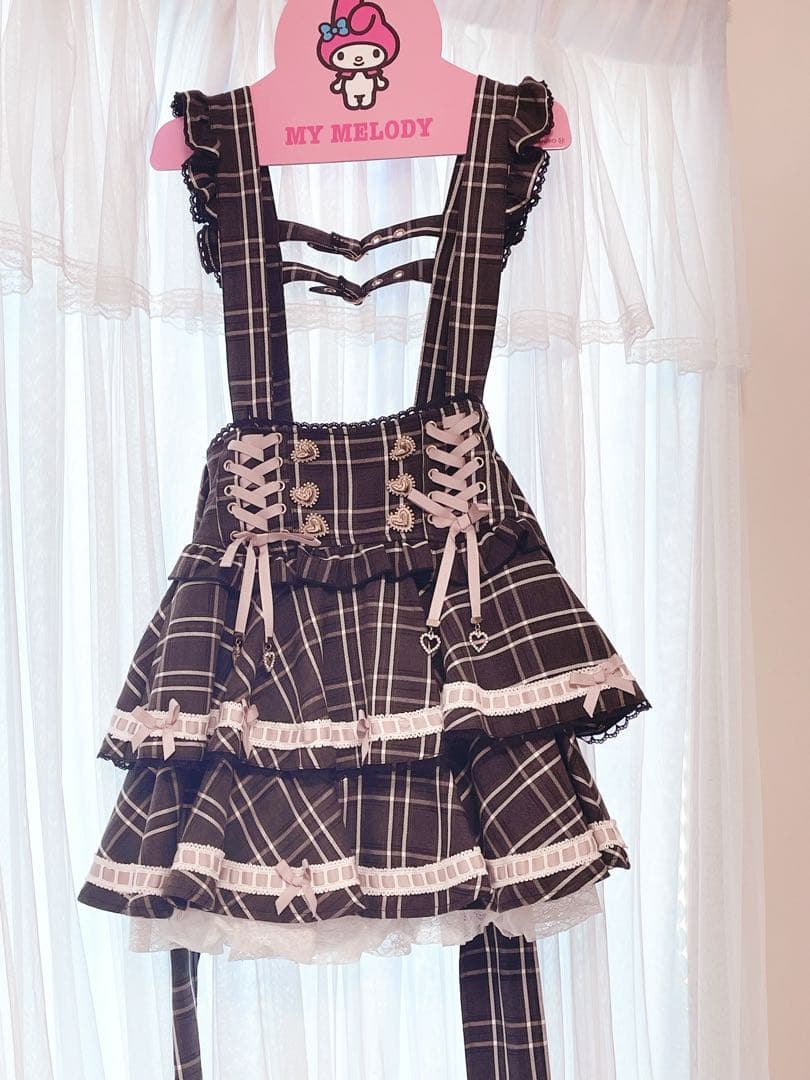 lizlisa リズリサ はしごリボンチェックティアードスカパン