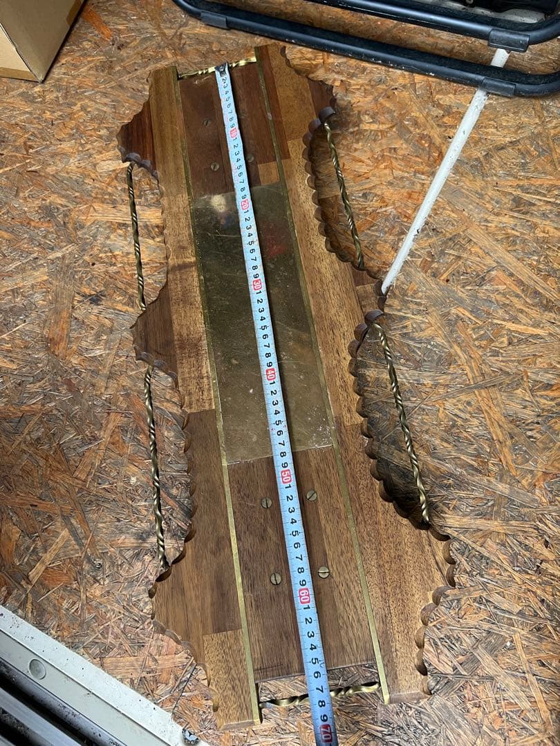 木製　テーブル　真鍮　サイドテーブル