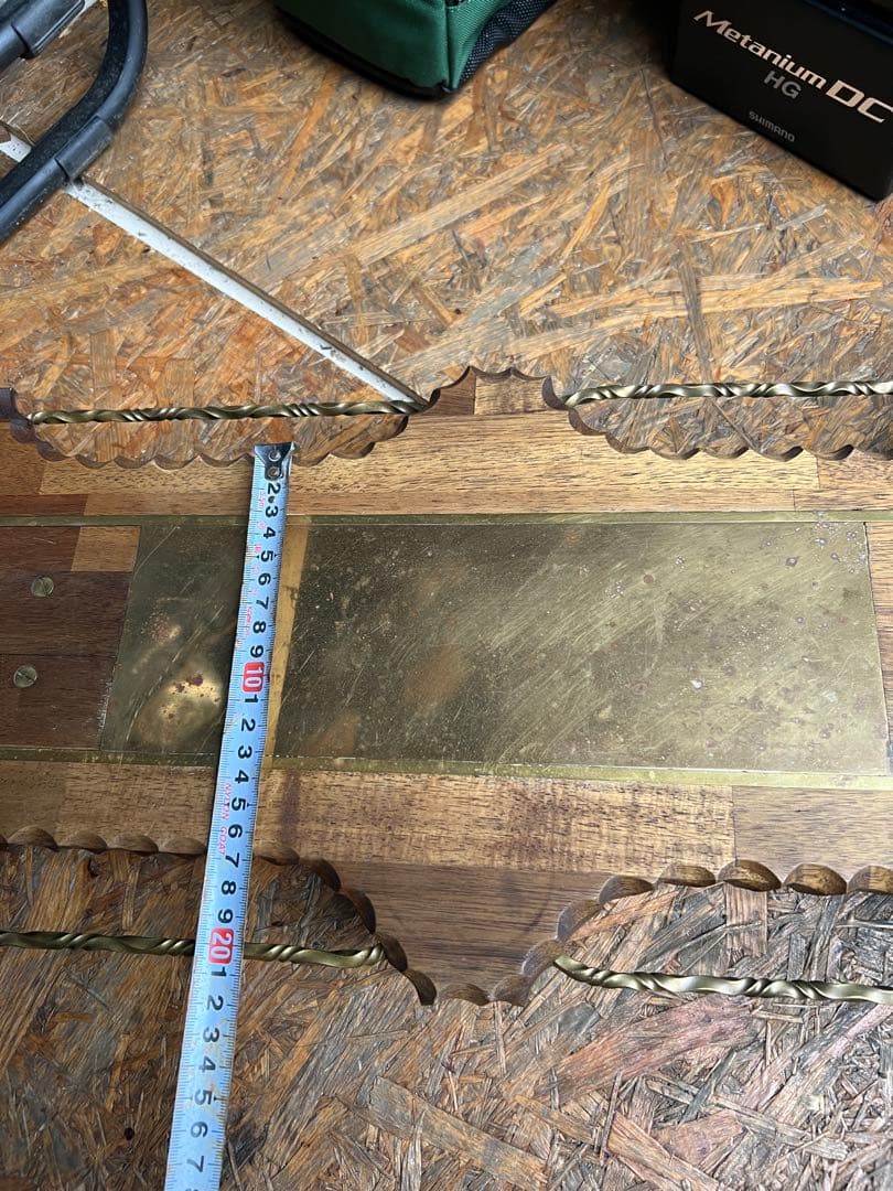 木製　テーブル　真鍮　サイドテーブル