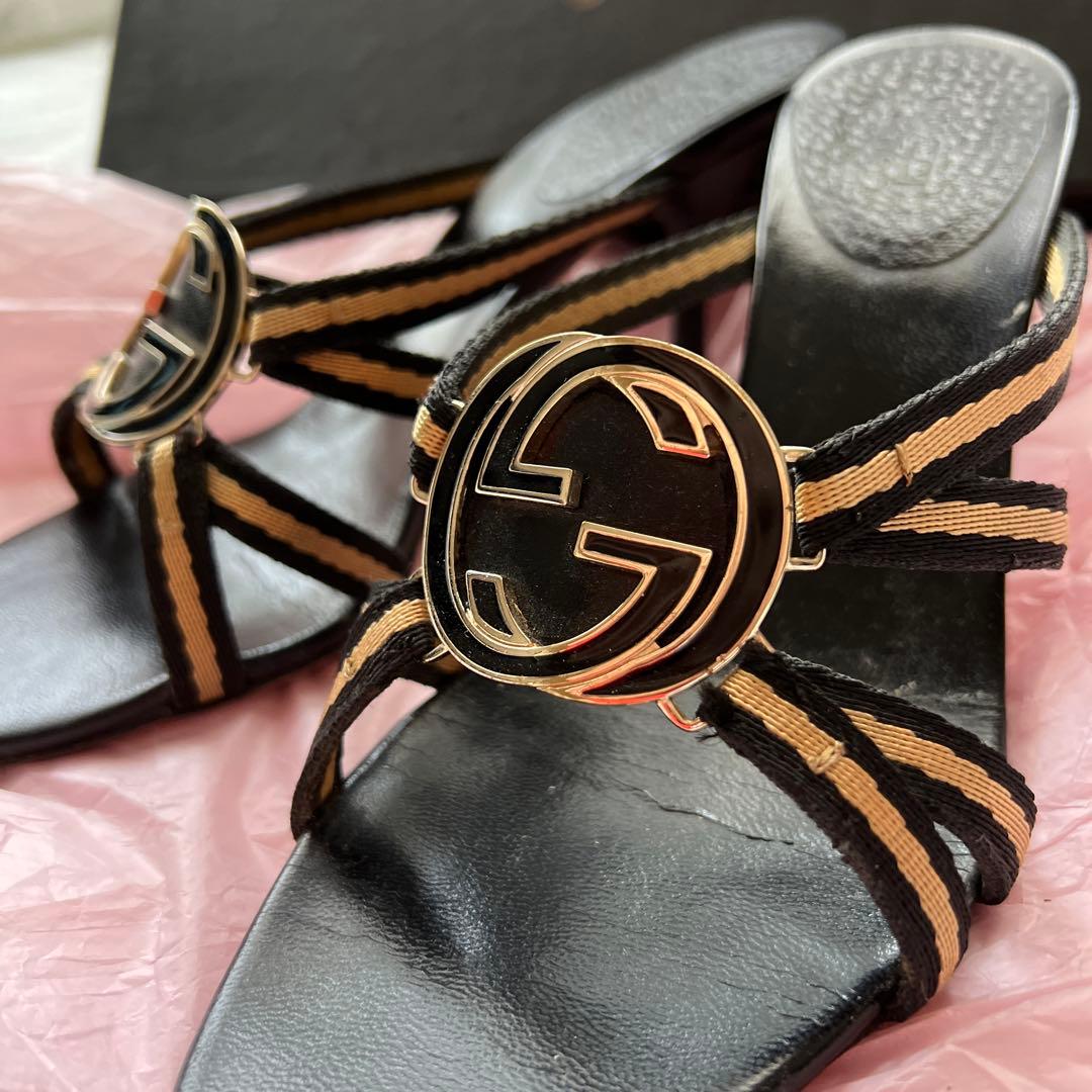 【中古】GUCCI グッチ ミュール サンダル ヒール レア