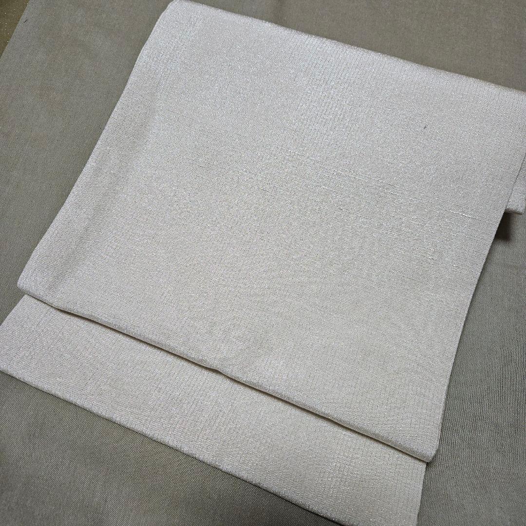 無地袋帯をお探しの方に！ラメ綴れ織り 袋帯白シルバー！