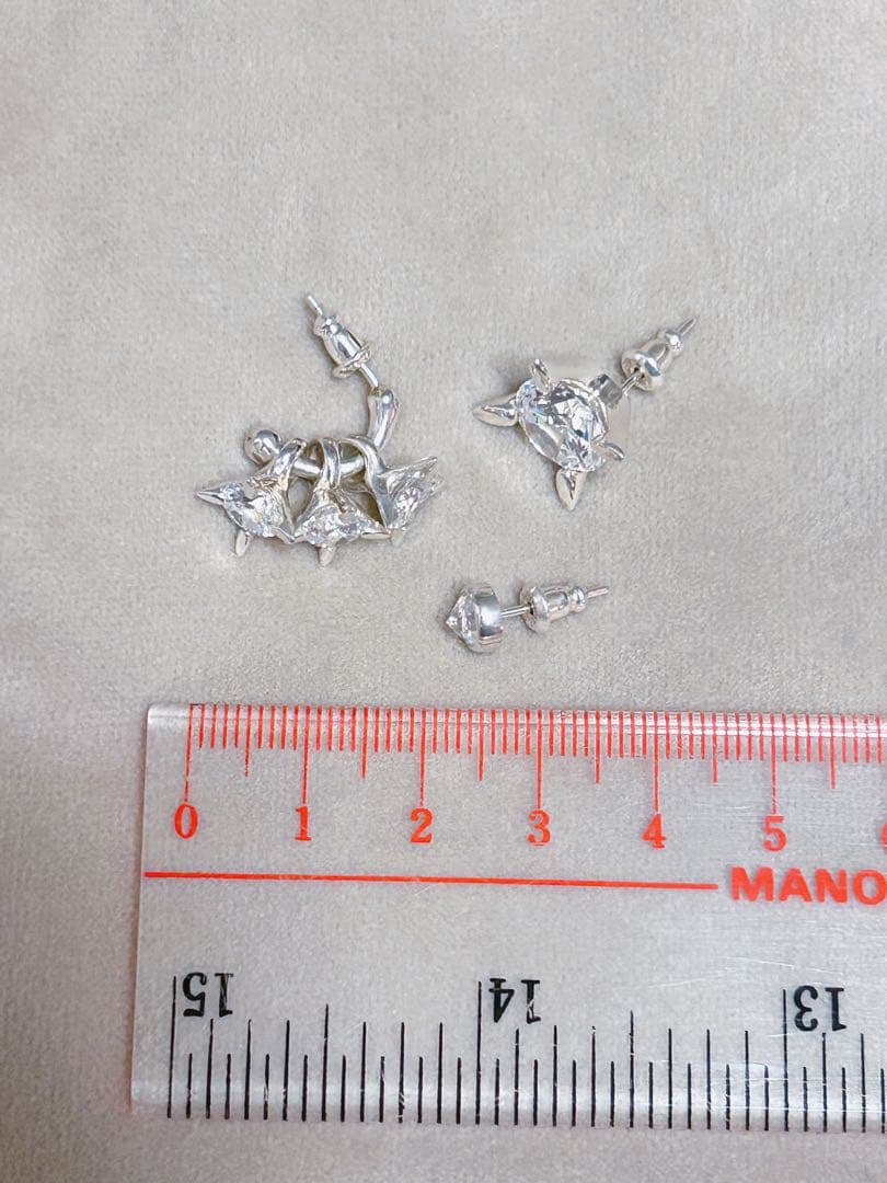 e.m. 片耳用ピアス 3点セット シルバー925 ジルコニア