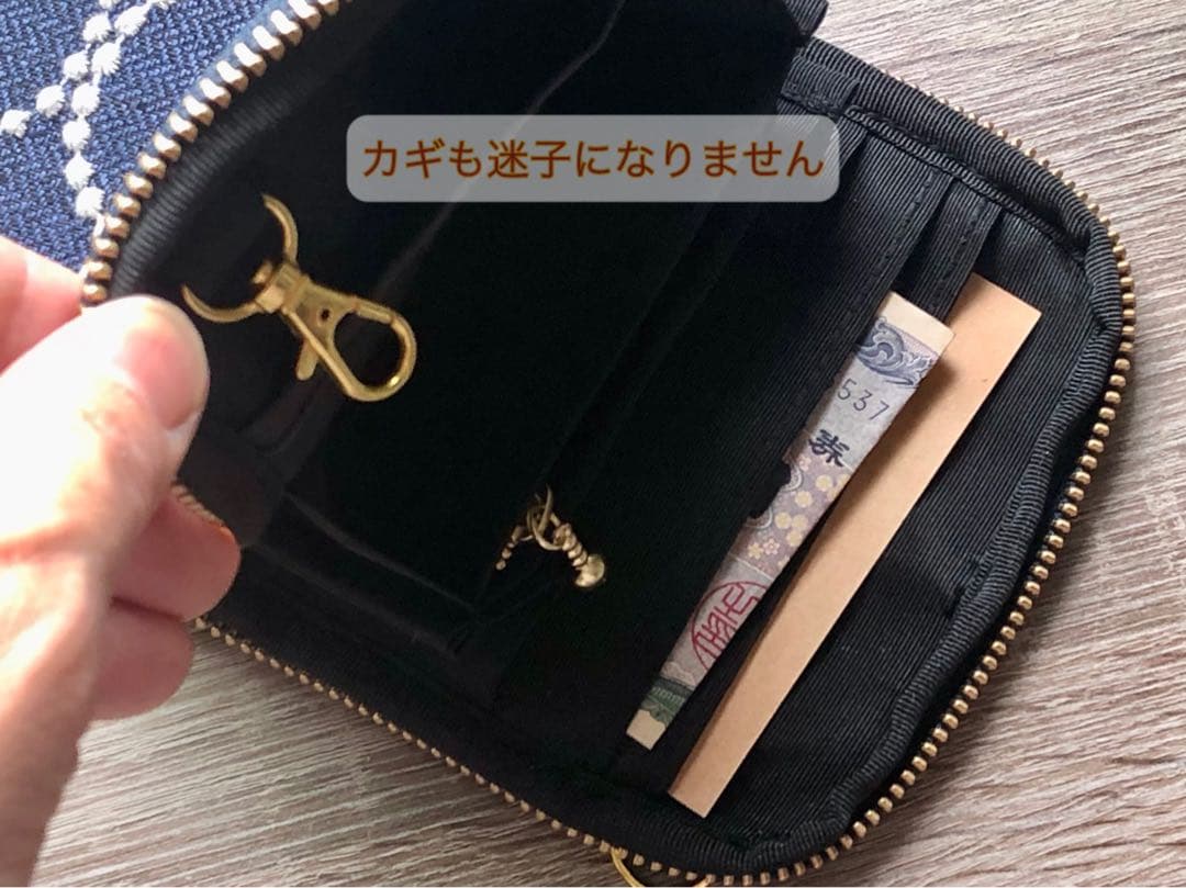 ★完成品【スマホショルダー】ミナペルホネン タンバリン navy×white