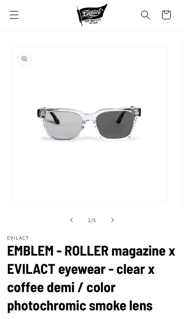 EVILACT EMBLEM サングラス クリア x コーヒーデミ