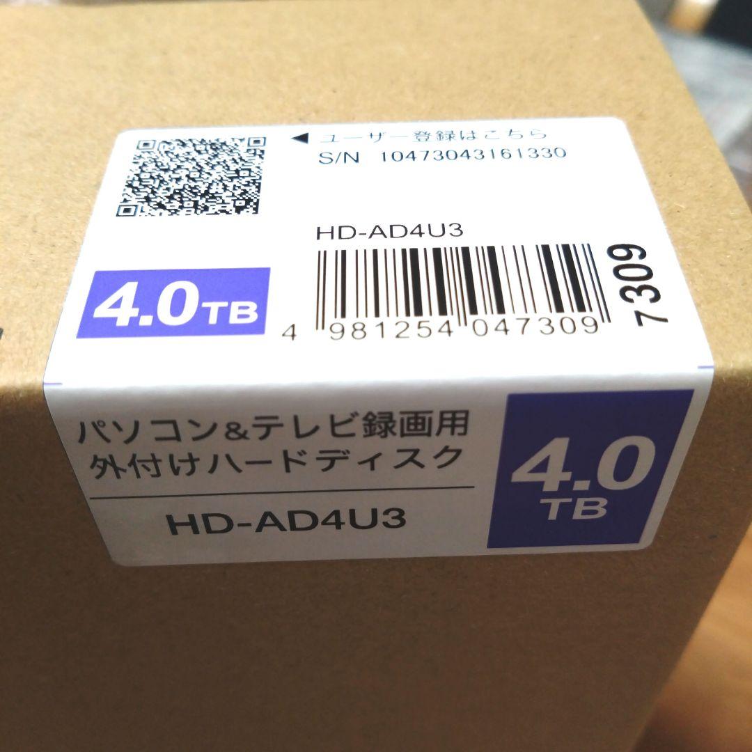 BUFFALO 外付けハードディスク HD-AD4U3 4TB