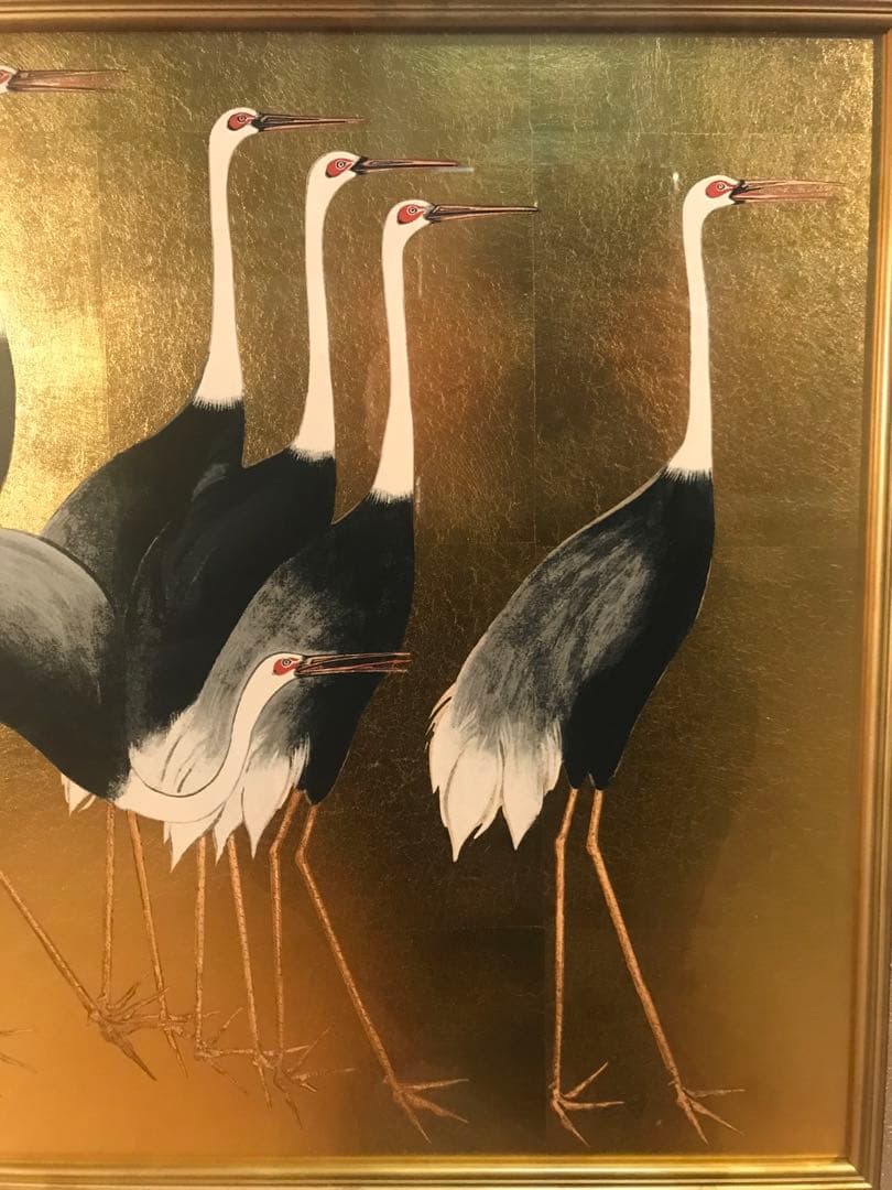 うまたにさま専用　尾形光琳　「群鶴」　金箔リトグラフ　作品証明シール有り