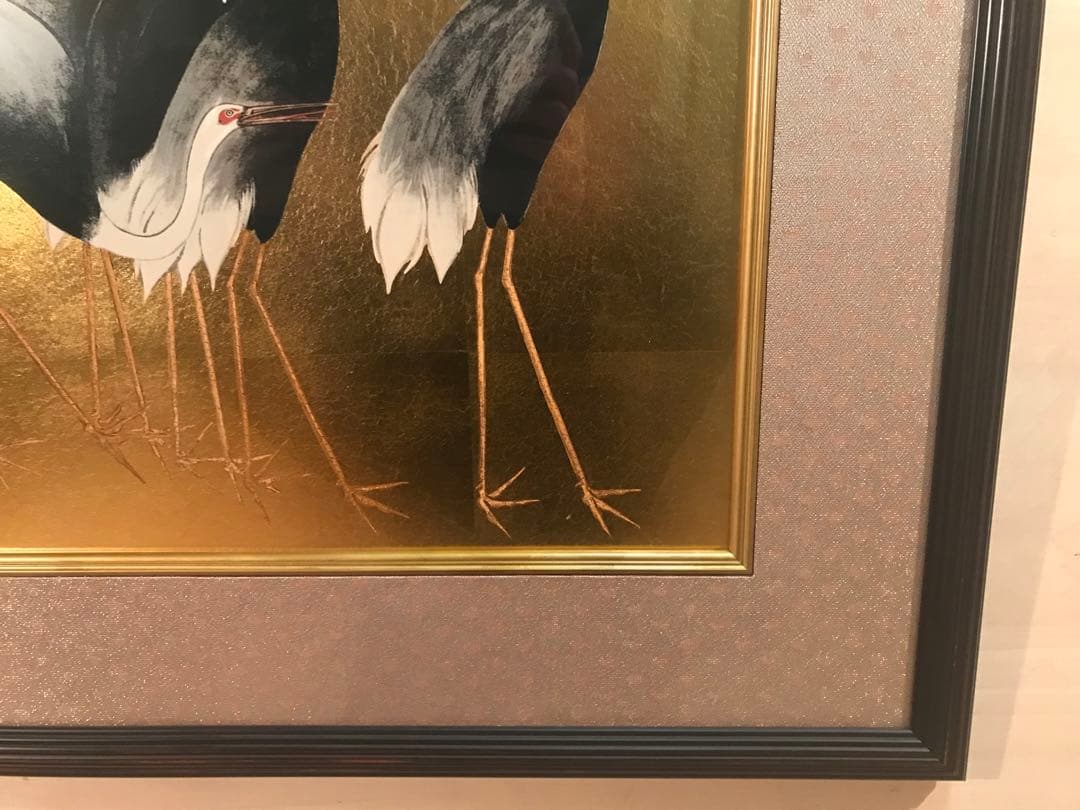 うまたにさま専用　尾形光琳　「群鶴」　金箔リトグラフ　作品証明シール有り