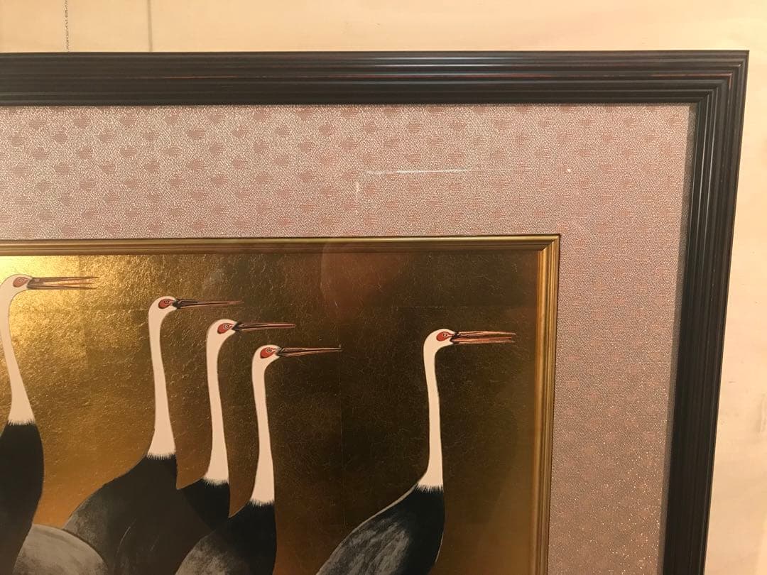 うまたにさま専用　尾形光琳　「群鶴」　金箔リトグラフ　作品証明シール有り