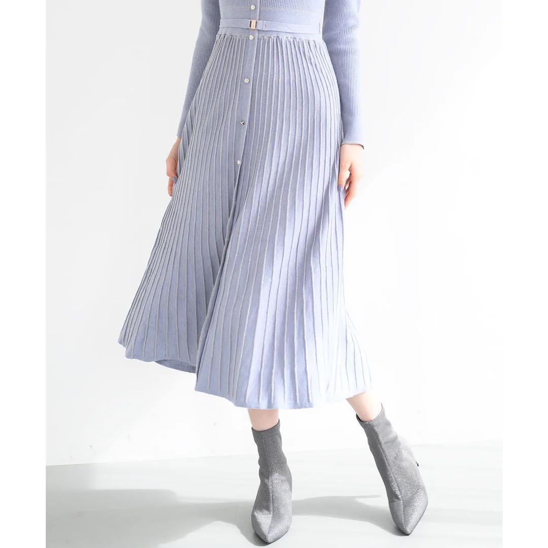 【新品未使用】MISCH MASCH ラメ配色Aラインニットワンピース ブルー