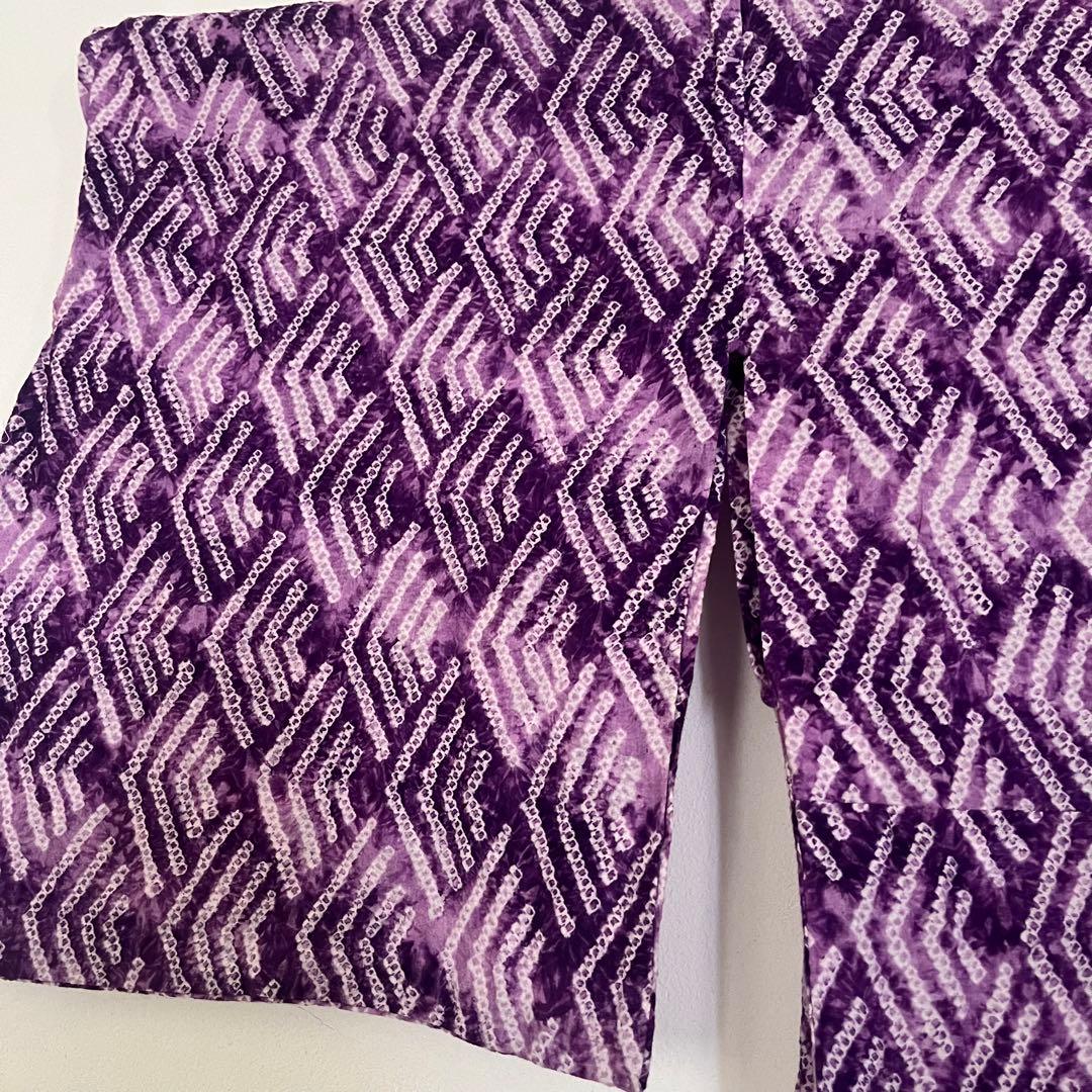 浴衣　有松鳴海絞り　パープル　紫　パステルカラー　総絞り　絞り浴衣