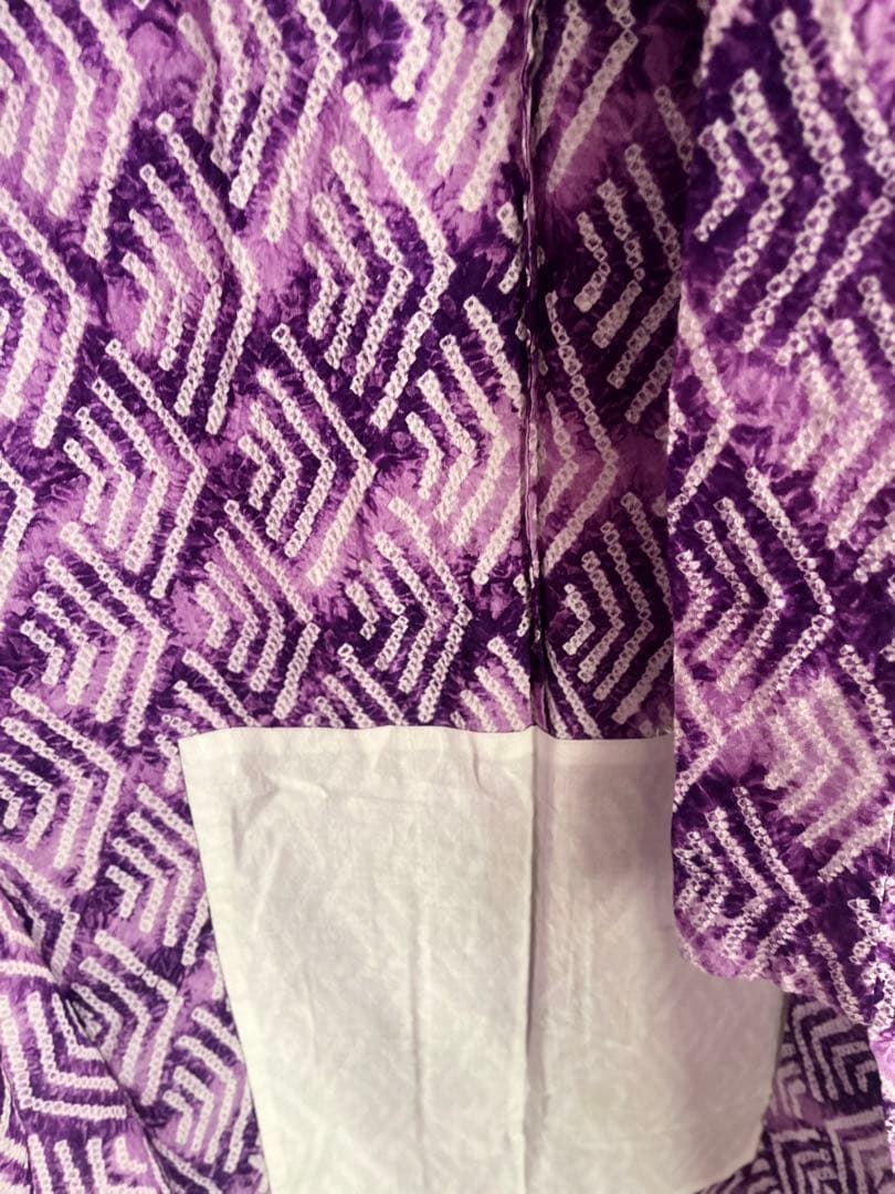 浴衣　有松鳴海絞り　パープル　紫　パステルカラー　総絞り　絞り浴衣
