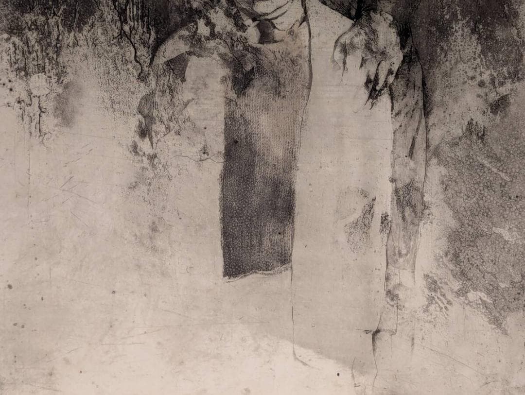 【真作】版画　藤浪理恵子　銅版画　花粉　深層表現作品　W131