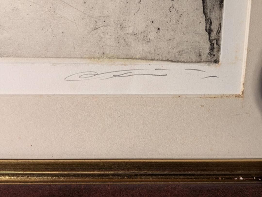 【真作】版画　藤浪理恵子　銅版画　花粉　深層表現作品　W131