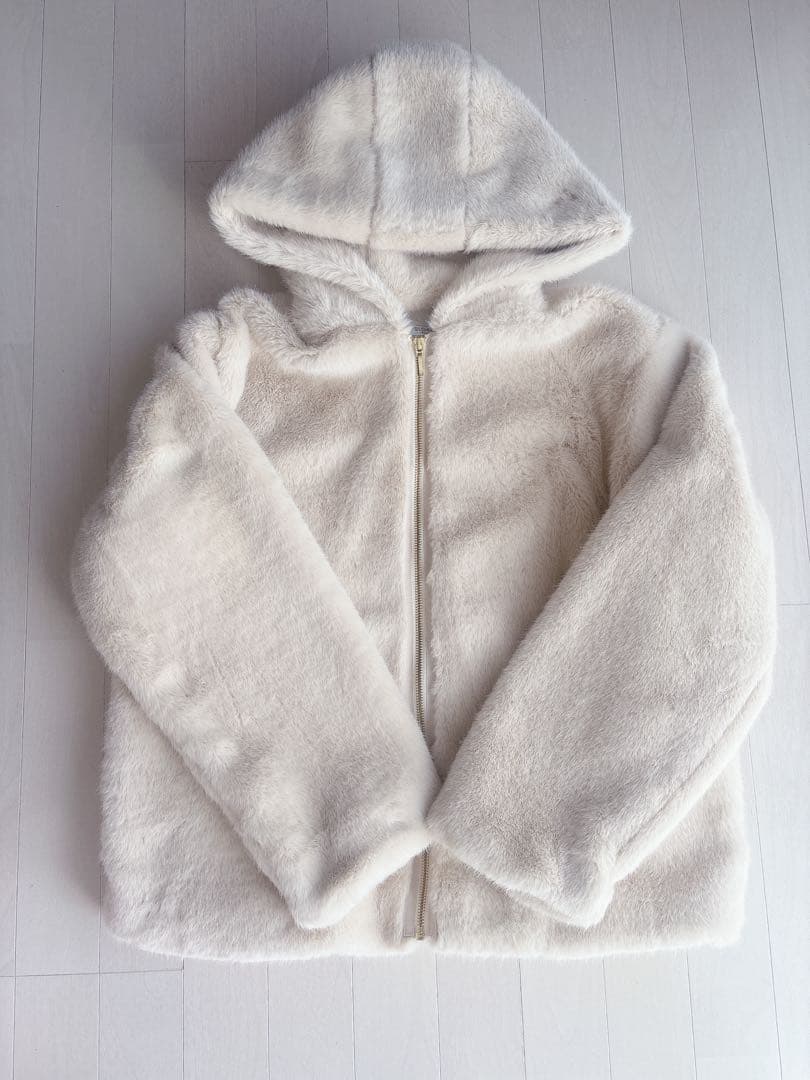 ☆スローブイエナ☆フーディECOファーブルゾン☆ベージュ☆36☆