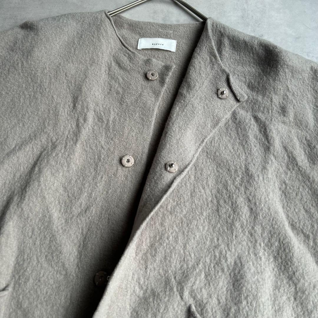 かぐれ ウールノーカラージャケット 圧縮ウール グレージュ 23AW