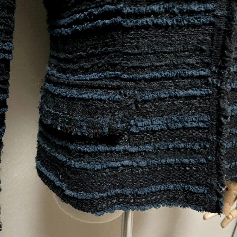 ルネ フランス製 ツイード TISSUE リボン付き ジャケット ブラック 36