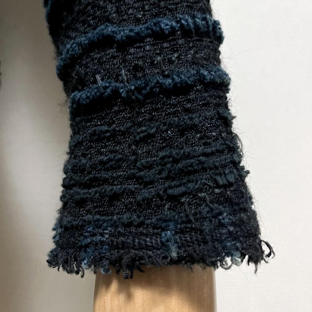 ルネ フランス製 ツイード TISSUE リボン付き ジャケット ブラック 36