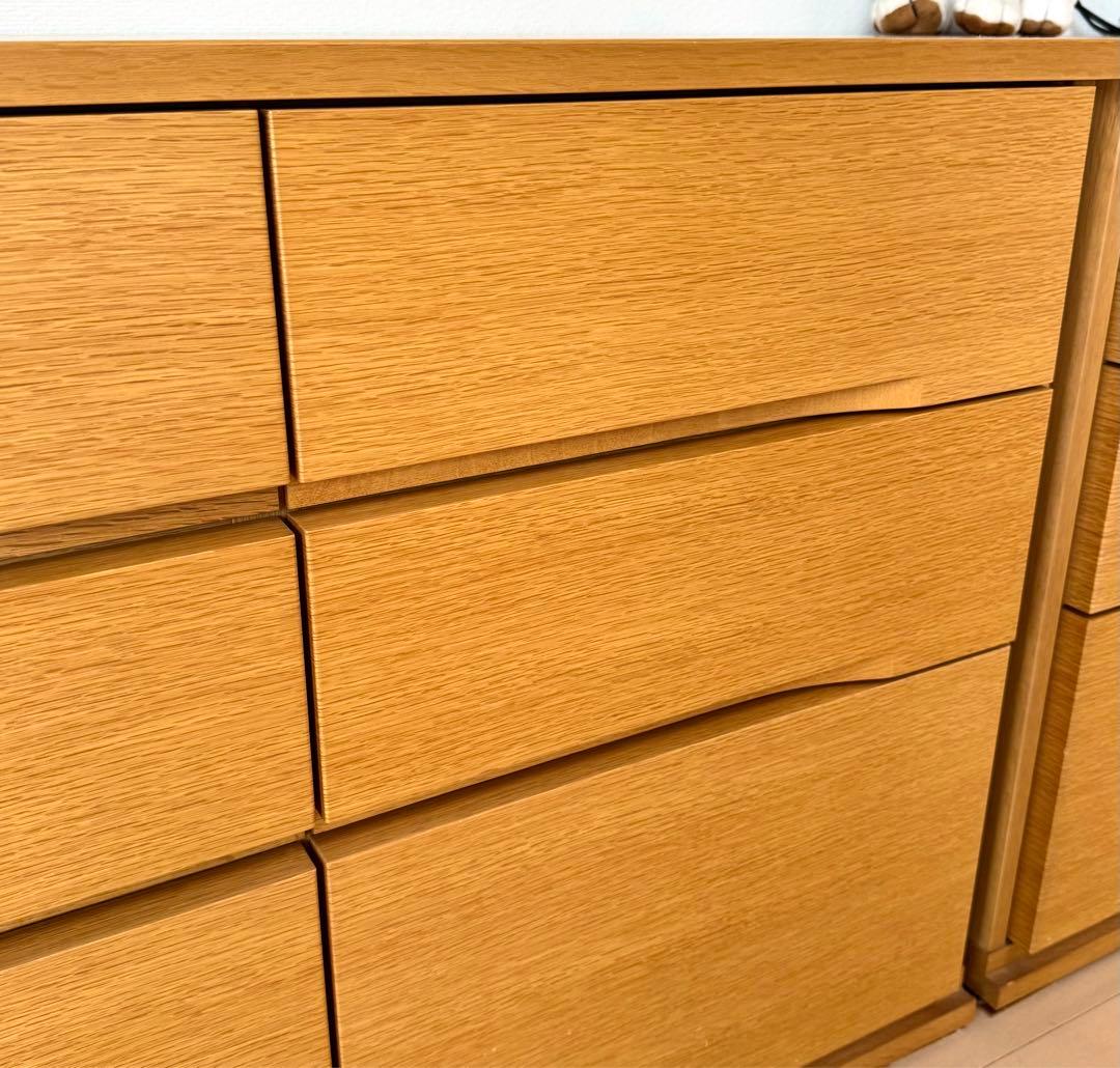 美品 IDC大塚家具 府中家具 焼印有 楢材チェスト 国産 高品質 幅136cm