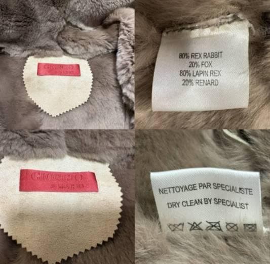 ラビット×フォックス リアルファー毛皮コート 40 ベージュ系 フード ベルト付