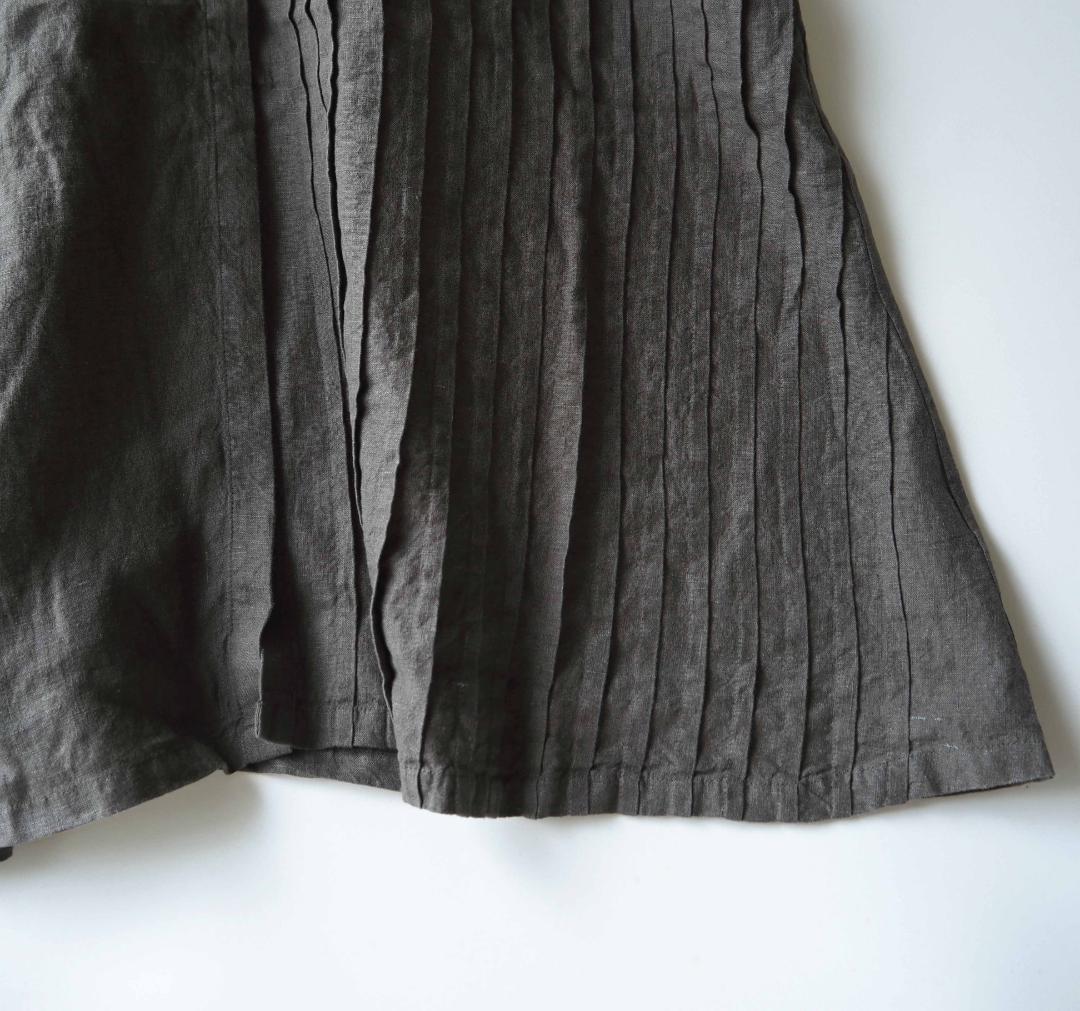 jerry.チャコール*片側プリーツシャツワンピース　麻 469