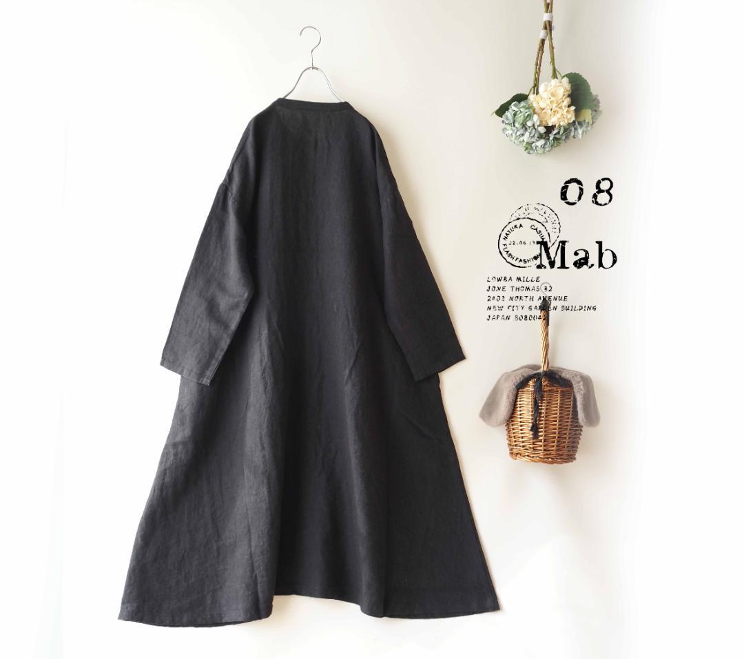 jerry.チャコール*片側プリーツシャツワンピース　麻 469