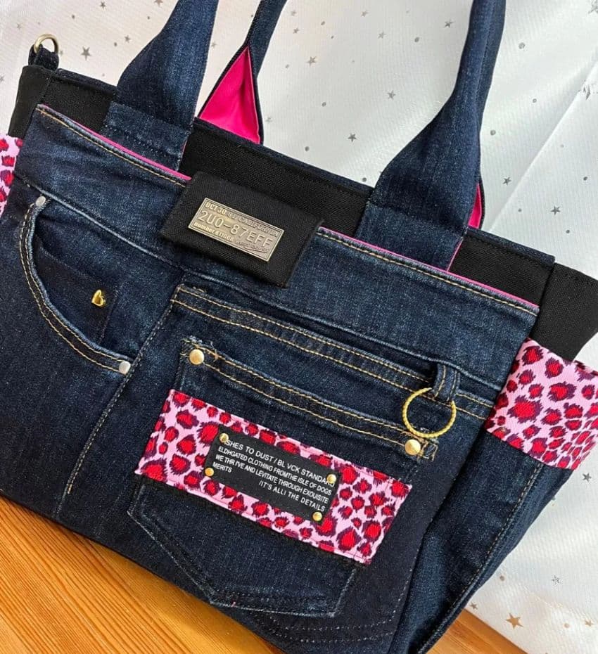 マリン大きめトートリメイクバッグ（LL）No.859☆ショルダー紐4cm