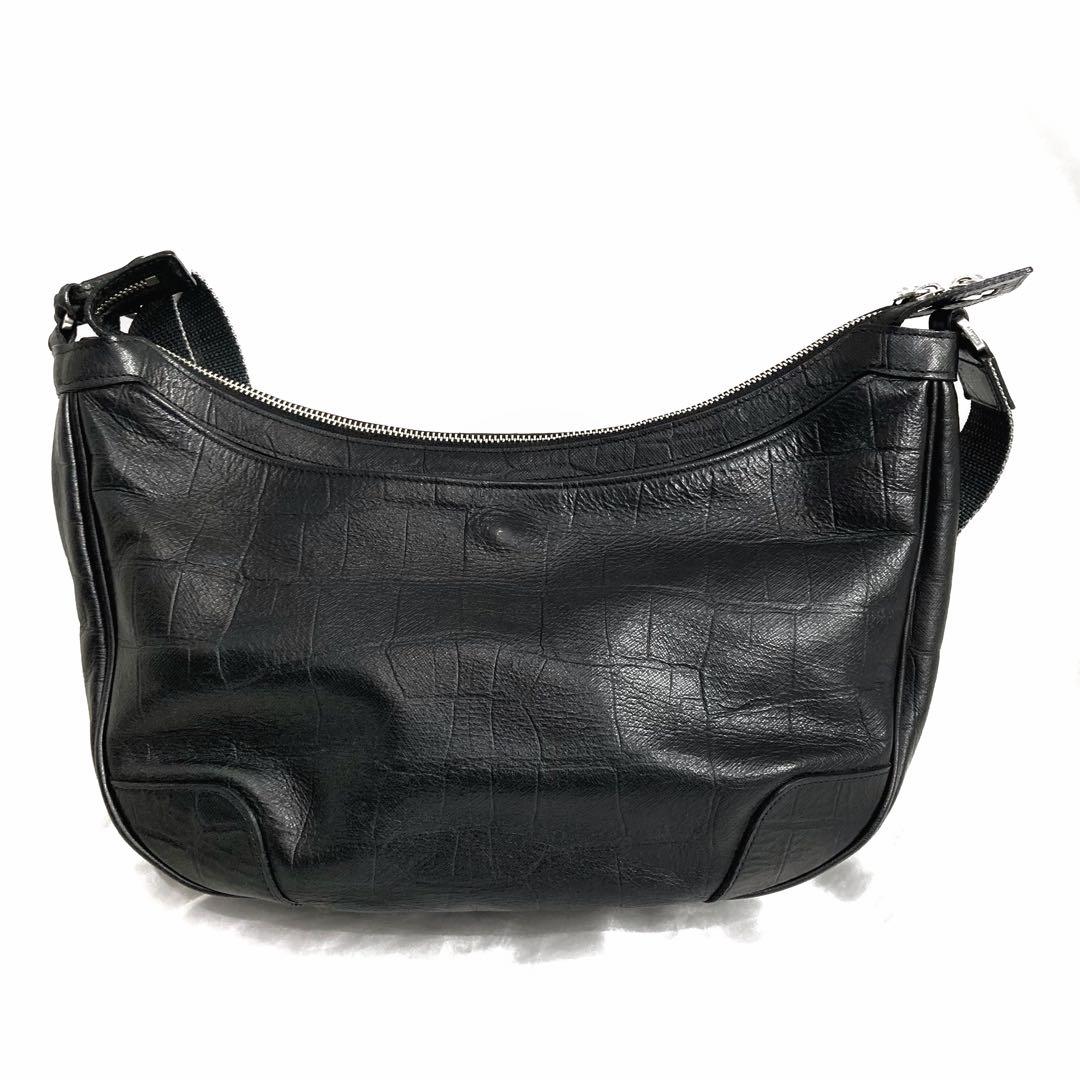 美品✨aniary バルケッタ クロコ型押しショルダーバッグ 三日月 チャーム付