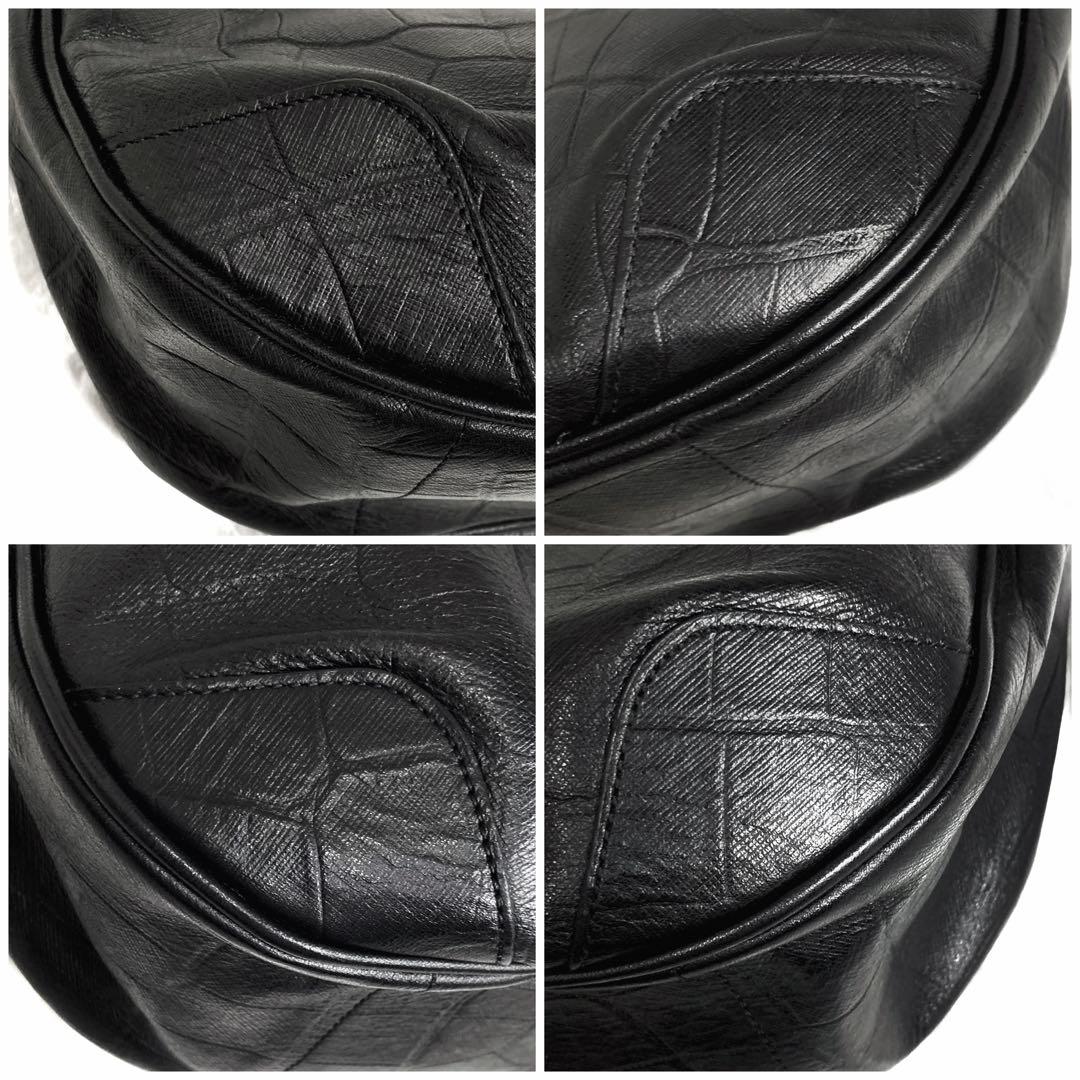 美品✨aniary バルケッタ クロコ型押しショルダーバッグ 三日月 チャーム付