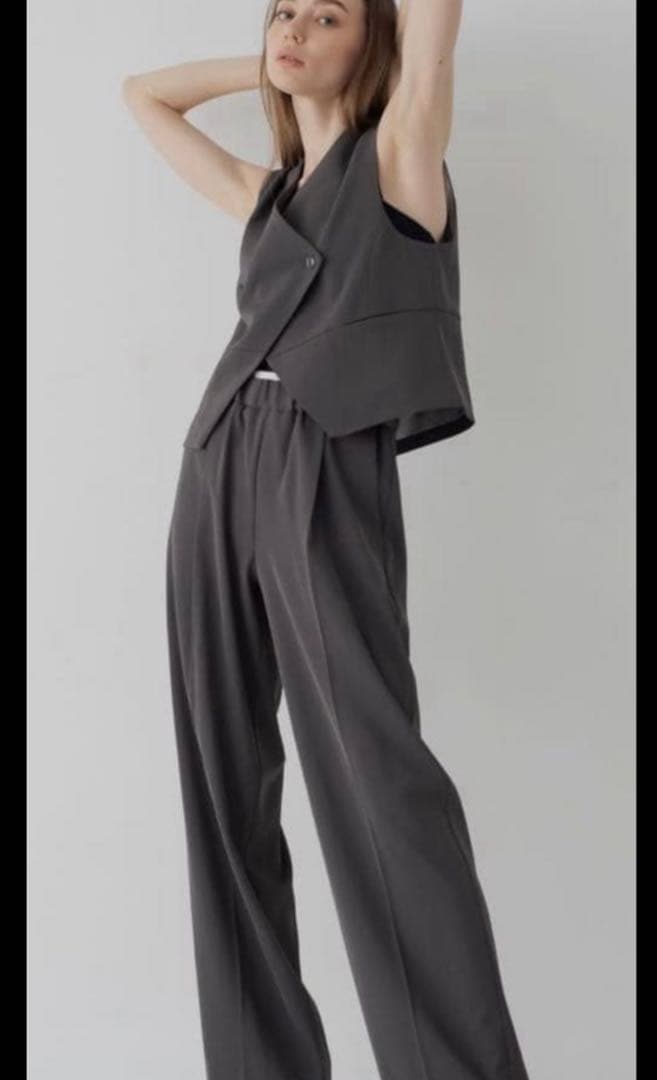 メゾンドドルチェmaison de Dolce. 　ダブルウエストＰＴ　グレー