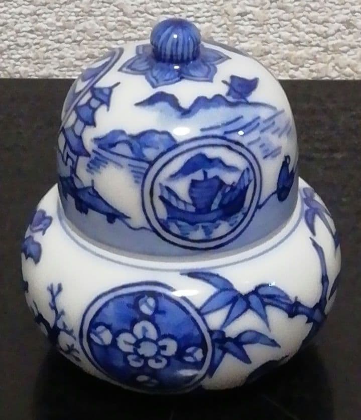 西村徳泉作　染付　祥瑞　瓢　香合　共箱　茶道具