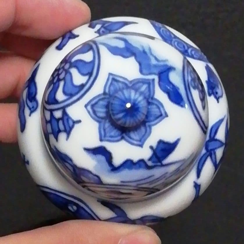 西村徳泉作　染付　祥瑞　瓢　香合　共箱　茶道具