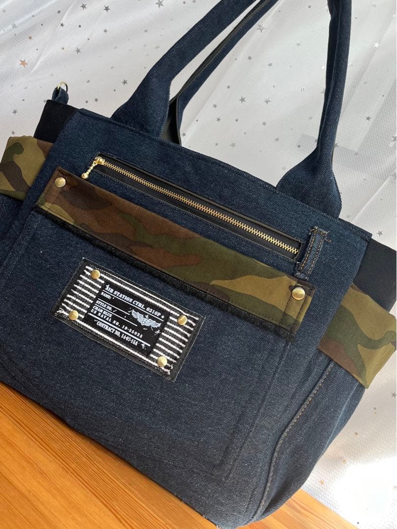 こってぃ大きめデニムリメイクバッグ（LL）No.806☆トートバッグ