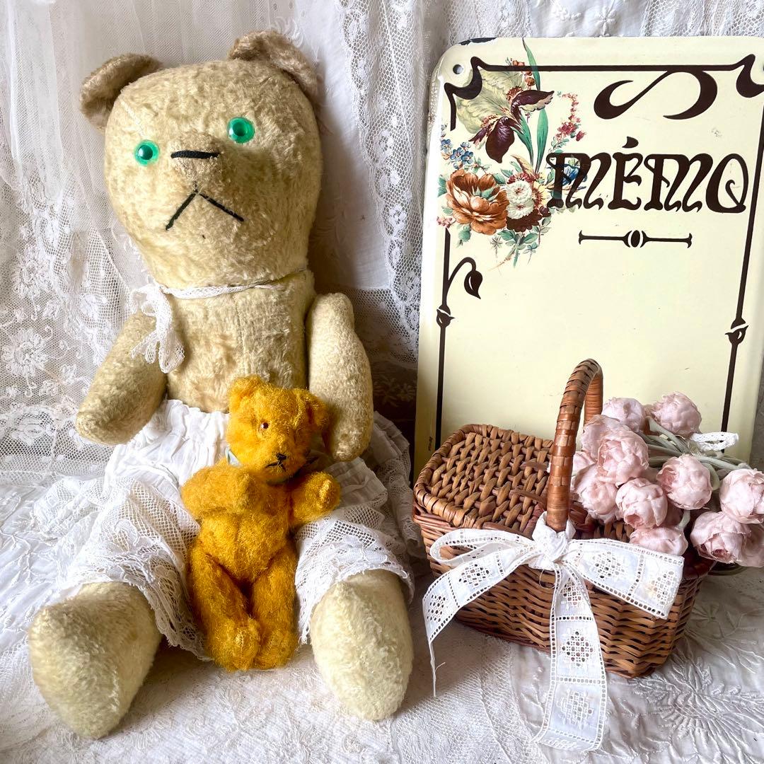 mois★2点おまとめ スクエアドールパニエ　フランスアンティーク&布花