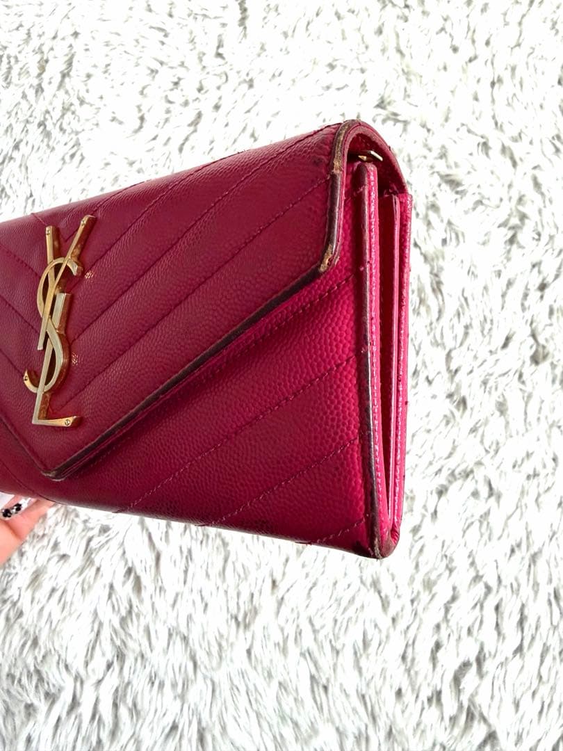 YSL ピンク キルティング長財布