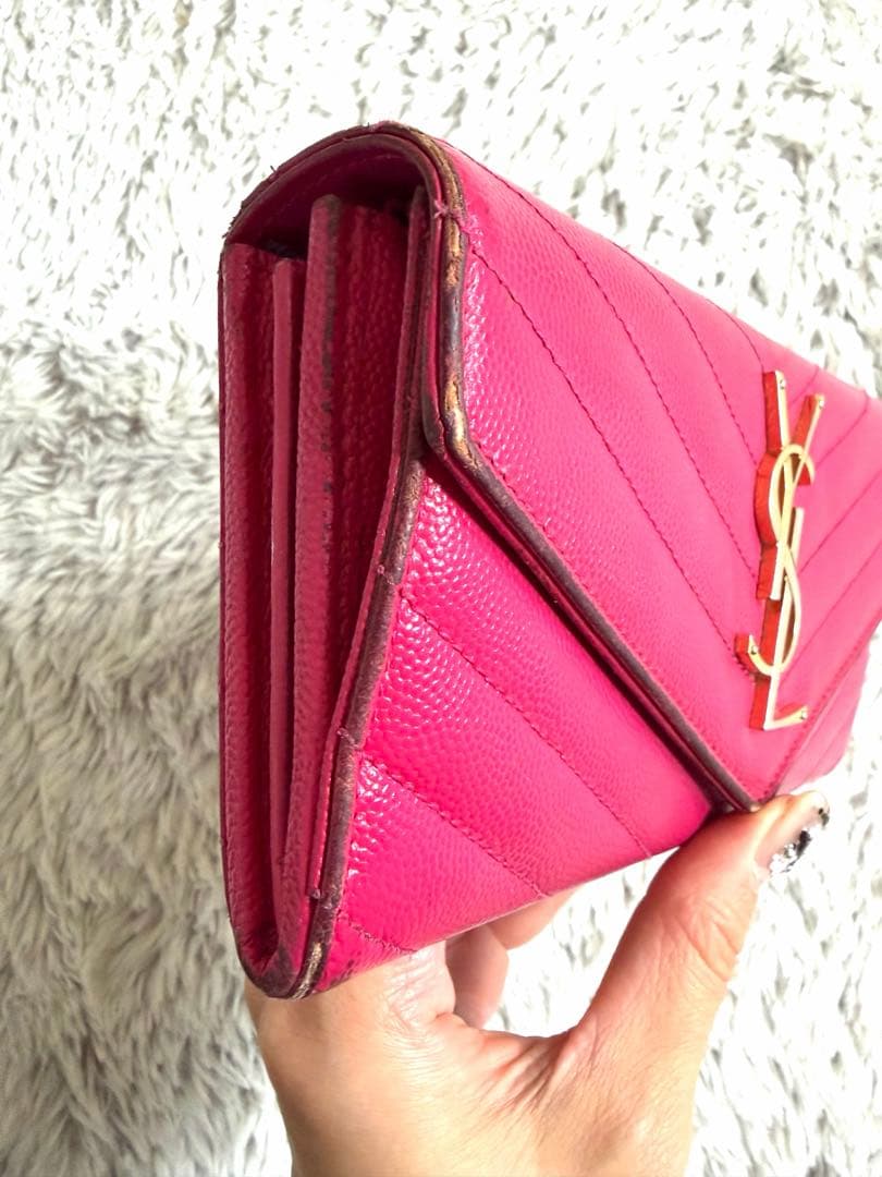 YSL ピンク キルティング長財布