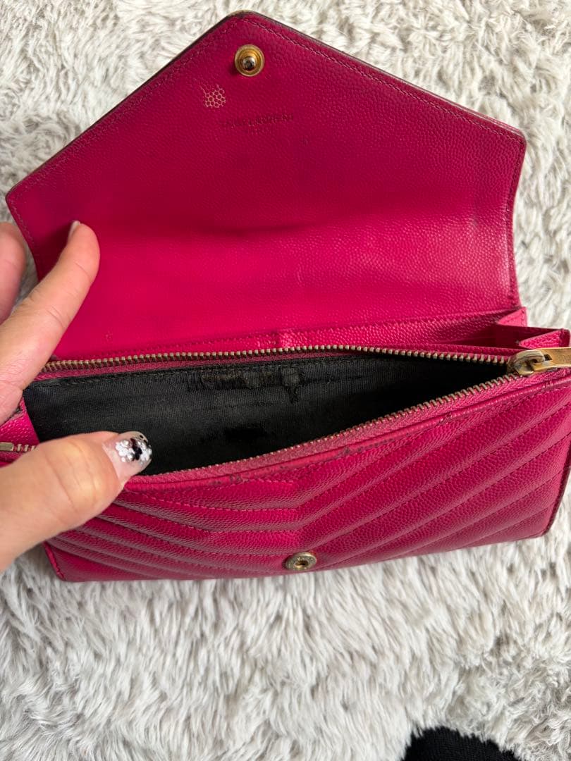 YSL ピンク キルティング長財布