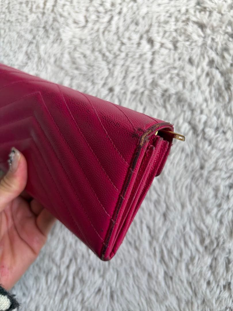 YSL ピンク キルティング長財布